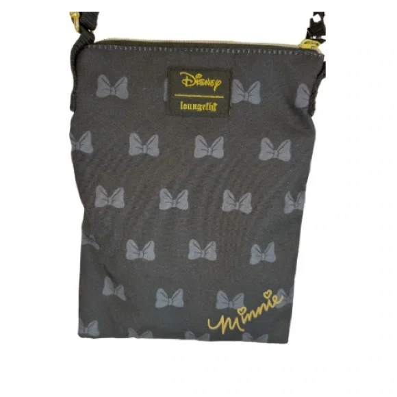 NWTLoungefly Disney Minnie Mouse Icon Passport Crossbody Black Gold Fashion Diva - Picture 3 of 5